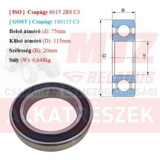 Csapágy 6015 2RS C3 GPZгпз-36